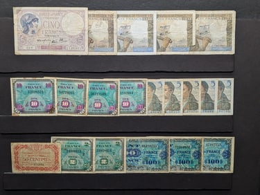 (20) 1940, 1943, 1944 France Currency Notes