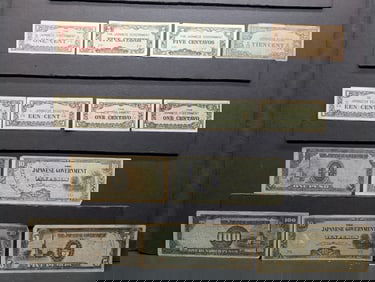 (13) Assorted WW2 Currency Japanese Notes