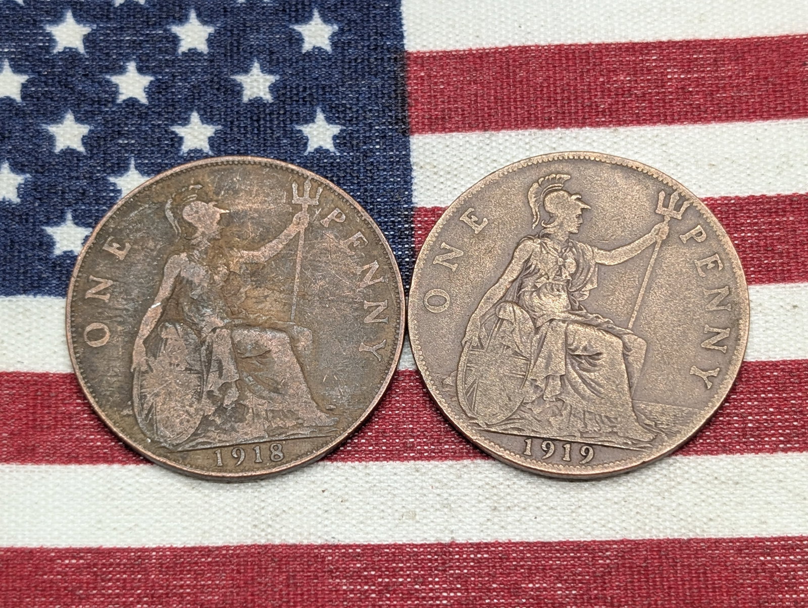 1918 & 1919 Great Britain Large Pennies: 1918 & 1919 Great Britain Large Pennies