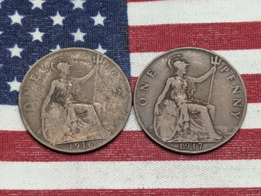 1916 & 1917 Great Britain Large Pennies