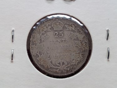 1917 Canada Quarter 92.5% Silver Low Mint Vintage Coin