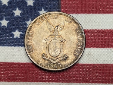 1945-S Philippines 50 Centavos, 75% Silver, 7.5 Gr.
