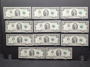 (11) 1976 Two Dollar Federal Reserve Notes in Consecutive Order   UNC