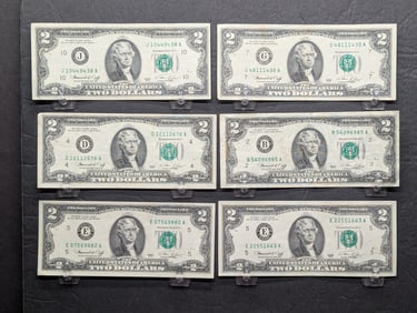 (6) 1976 Two Dollar Federal Reserve Notes