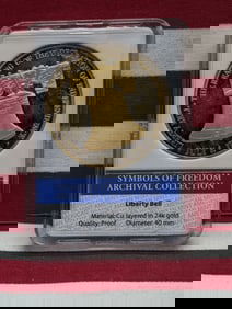 Gold Layered Symbols of Freedom Archival Collection Liberty Bell Medal 24 k Gold Layered