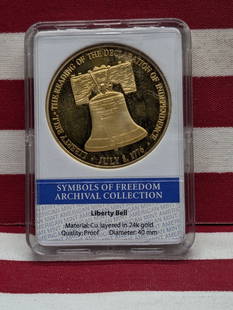 Gold Layered Symbols of Freedom Archival Collection Liberty Bell Medal 24 k Gold Layered: Gold Layered Symbols of Freedom Archival Collection Liberty Bell Medal 24 k Gold Layered