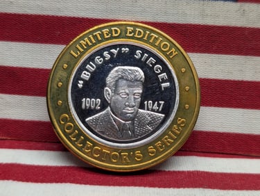 Colorado Central Station Casino  "Bugsy Seigel" Gaming Token .999 Fine Silver Center