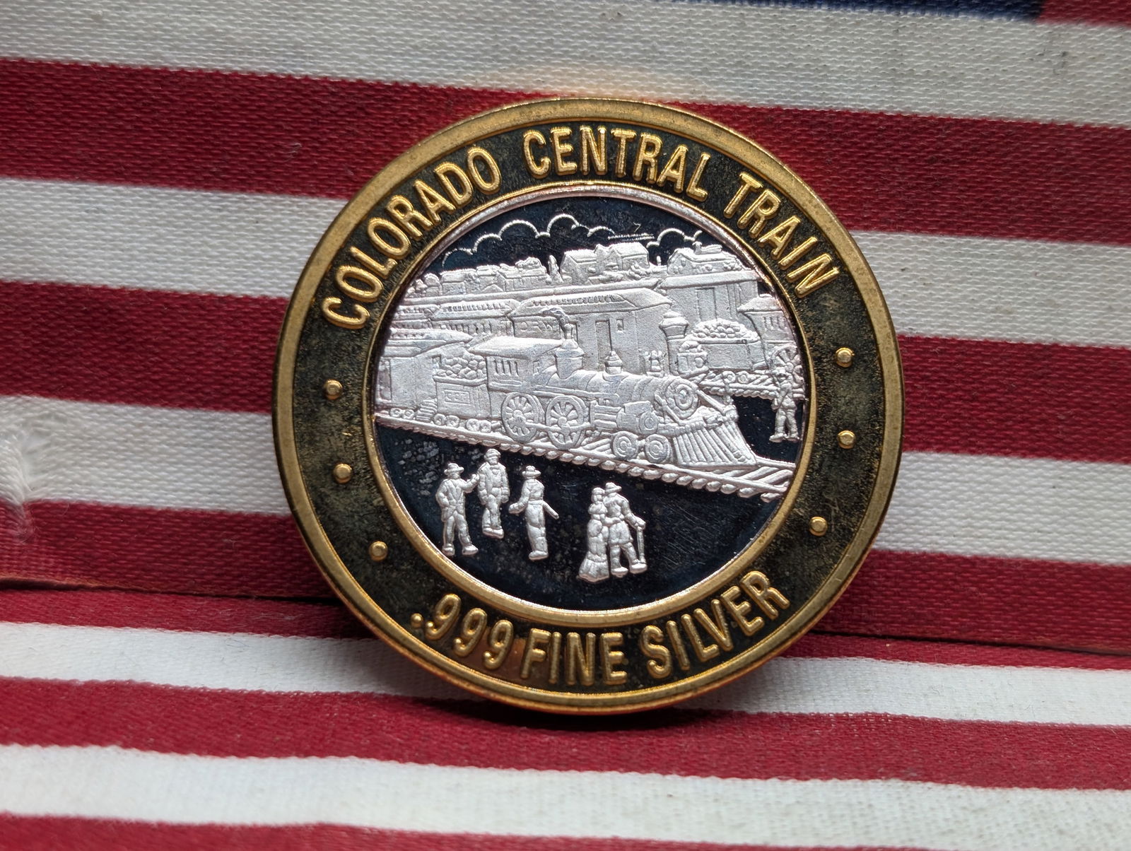 Colorado Central Station Casino  "Colorado Central Train" Gaming Token .999 Fine Silver Center (1 of 2)
