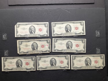 (7) 1953-B Red Seal Two Dollar Legal Tender Notes