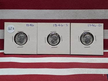 1946 P,D,S 90% Silver Roosevelt Dimes