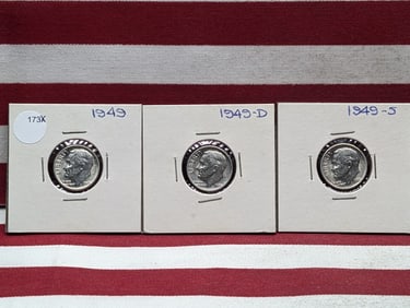 1949 P,D,S 90% Silver Roosevelt Dimes