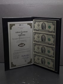 (4) 2009 Uncut Federal Reserve Two Dollar Notes