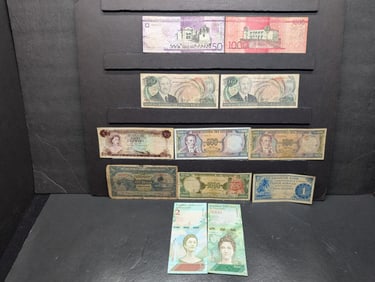 (12) Assorted Caribbean Notes World Currency