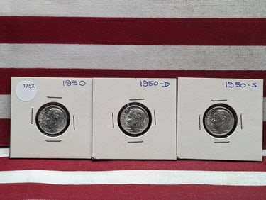 1950 P,D,S 90% Silver Roosevelt Dimes