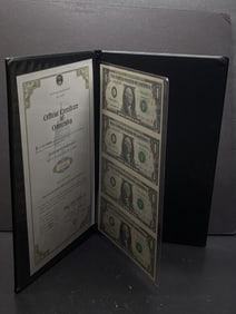 (4) 2009 Uncut Federal Reserve One Dollar Notes w/High Serial Numbers