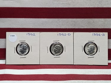 1952 P,D,S 90% Silver Roosevelt Dimes