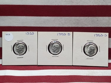 1953 P,D,S 90% Silver Roosevelt Dimes