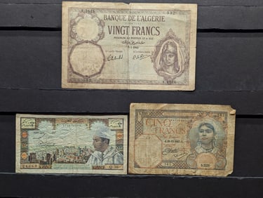 (3) Assorted North African Notes World Currency