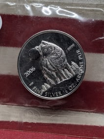 2006 1/2 Oz. .9999 Fine Silver Canadian Wolf Dollar