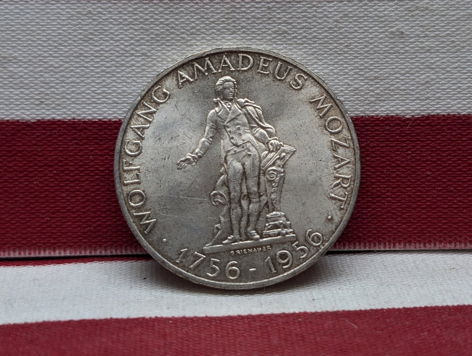1956 Austria 25 Schilling 200th Anniversary Birth of Wolfgang Amadeus Mozart, 80% Silver, 13 Gr.: 1956 Austria 25 Schilling 200th Anniversary Birth of Wolfgang Amadeus Mozart, 80% Silver, 13 Gr.