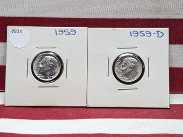 1959 P&D 90% Silver Roosevelt Dimes