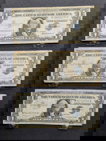 1957, A, B One Dollar Silver Certificates, Circulated