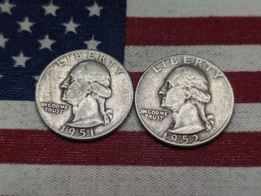 1951-P & 1952-D Silver Washington Quarters