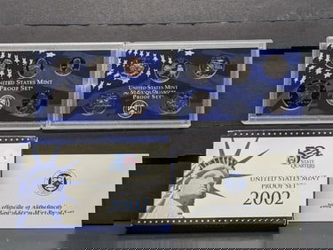2002 -S U.S. Mint Proof Set includes the Statehood Quarters & the Sacagawea Dollar, 10 Coin Set In