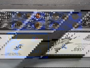 2003 -S U.S. Mint Proof Set includes the Statehood Quarters & the Sacagawea Dollar, 10 Coin Set In
