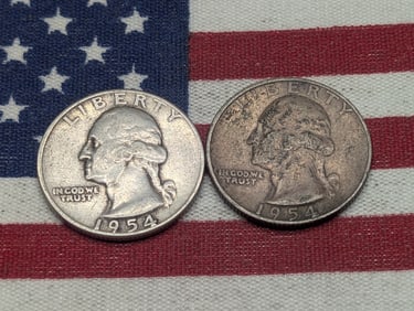 1954 P & D Silver Washington Quarters