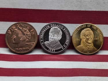 (3) Large Copper and Clad Collector Tokens