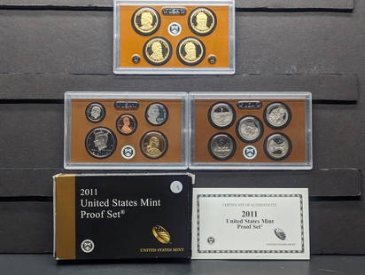 2011-S U.S. Mint 14 Coin Proof Set includes the ATB Quarters, the Presidential Dollars, and the: 2011-S U.S. Mint 14 Coin Proof Set includes the ATB Quarters, the Presidential Dollars, and the Sacagawea Wampanoag Dollar in OGP with COA