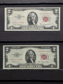 1953 & 1953-C "Red Seal" $2 Bank Notes