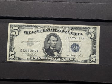 1953 $5 Silver Certificate U.S. Federal Reserve Note