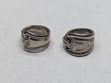 Two Silver Plated Spoon Rings, Size 8 & 8 1/2.