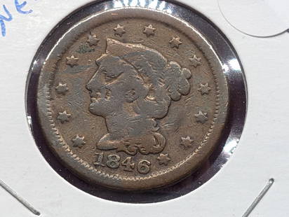 1846  U.S. Coronet Head Large Cent: 1846 U.S. Coronet Head Large Cent