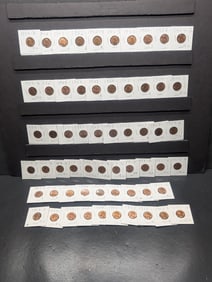 (60) Carded 1950's Lincoln Wheat Cents Mostly BU