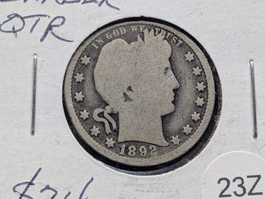 1892 Barber Quarter, 1st year