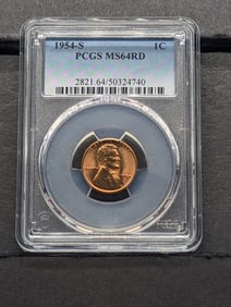 1954-S Lincoln Wheat Cent, PCGS MS64RD