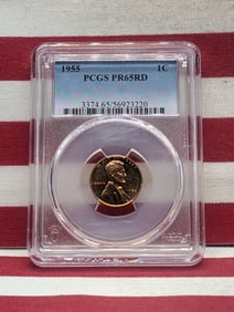 1955-P Lincoln Wheat Cent, PCGS PR65RD