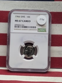 1966 SMS Roosevelt Dime, NGC, MS67CAMEO