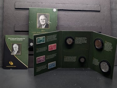 2014 Roosevelt Coin and Chronicle Set 4 Stamps & 4 Coins