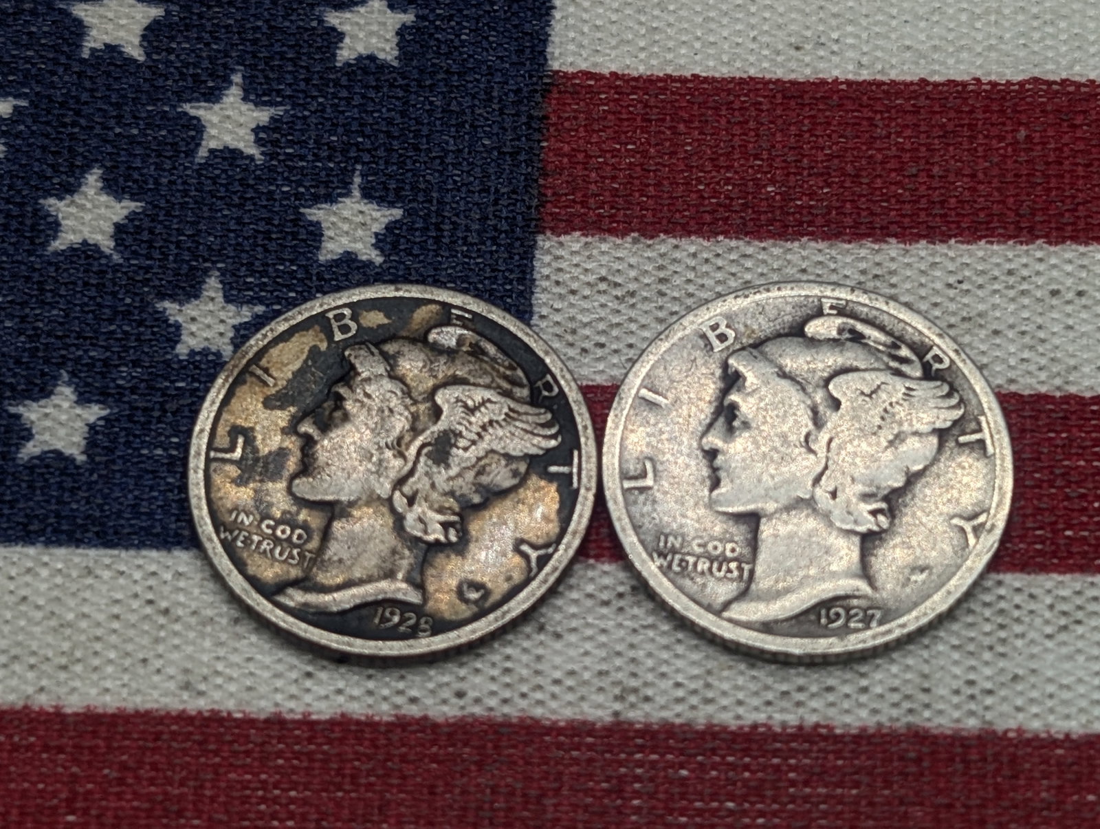 1927-P & 1928-P Mercury Dimes: 1927-P & 1928-P Mercury Dimes
