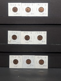 (9) 1952-D, P Lincoln Wheat Cents