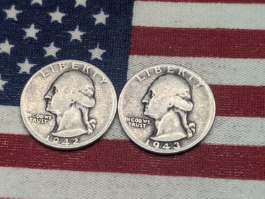 1942 & 1943 Silver Washington Quarters