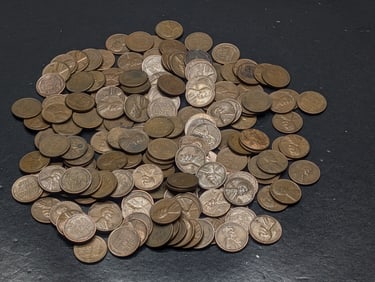 Lot of 1960-D Lincoln Wheat Cents, Mixed Dates
