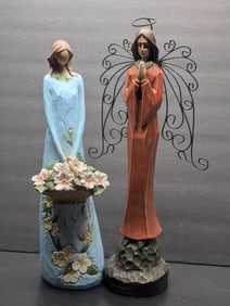 Angel Blossoms Gift of Love figurine lot, includes 2 resin angels