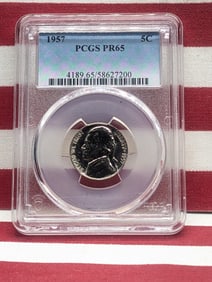 1957 Jefferson Nickel PCGS PR65