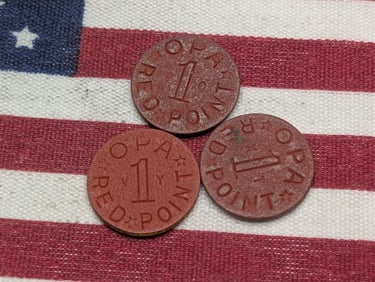 3-WWII Food Ration Tokens, OPA Red Point