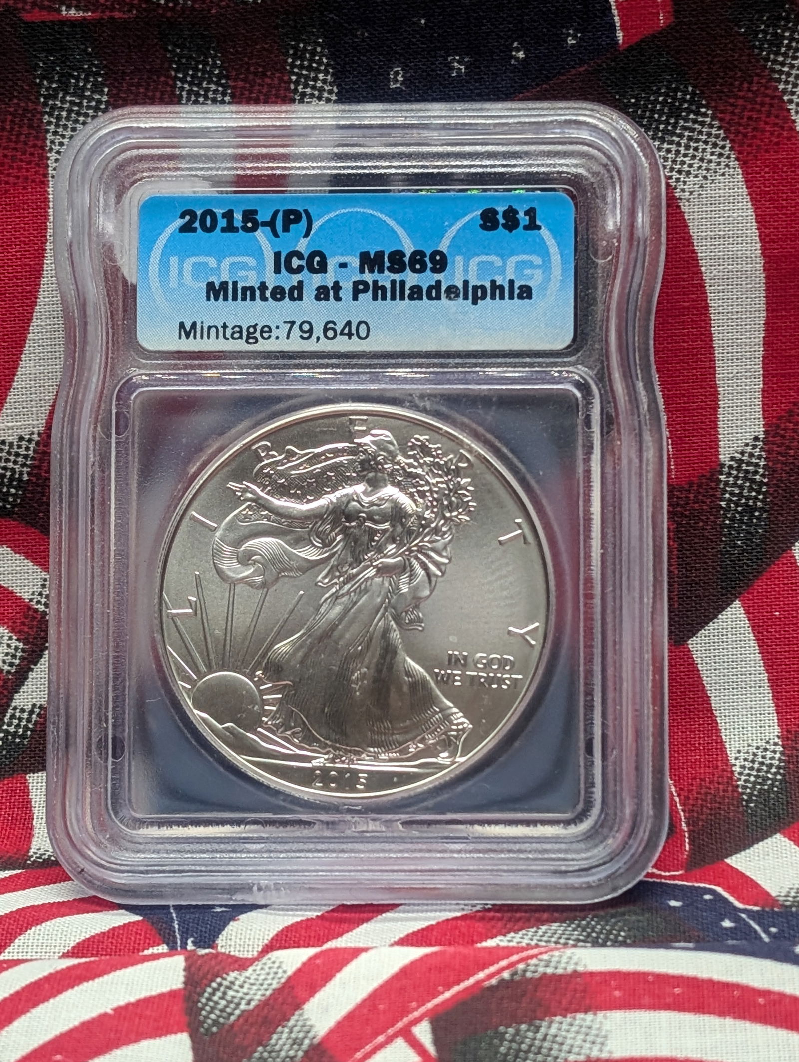 2015-(P) Silver Eagle Dollar ICG MS 69, only 79,640 Minted (1 of 4)